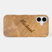 Coque iPhone 16 Nom Aspect Pierre Dorée (Verso Horizontal)
