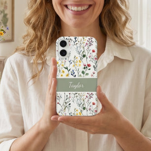 Coque iPhone 16 Nom botanique de fleur sauvage aquarelle