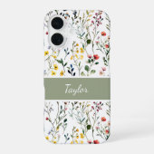 Coque iPhone 16 Nom botanique de fleur sauvage aquarelle (Verso)