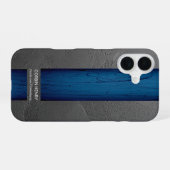 Coque iPhone 16 Nom de Dégoulinade Bleue Texture Abstraite (Verso Horizontal)