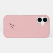 Coque iPhone 16 Nom de monogramme rose moderne (Verso Horizontal)