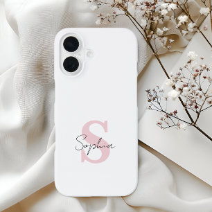 Coque iPhone 16 Nom de script minimaliste et initiale de monogramm