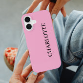 Coque iPhone 16 Nom de script personnalisé rose moderne