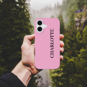 Coque iPhone 16 Nom de script personnalisé rose moderne