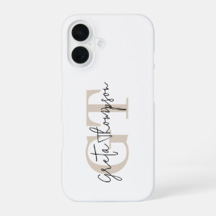 Coque iPhone 16 Nom de signature Monogram beige