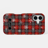 Coque iPhone 16 Nom du script des flocons de neige plaqués hiver (Verso Horizontal)