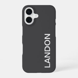 Coque iPhone 16 Nom moderne en gras modifiable, entreprise ou marq