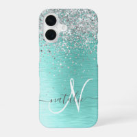 Nom Monogramme Pailleté Argent Métal Brossé Sarcel