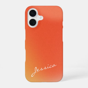 Coque iPhone 16 Nom personnalisé Abstrait Retro Gradient Orange