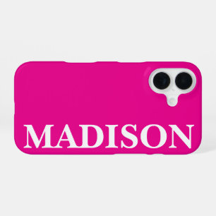 Coque iPhone 16 Nom personnalisé Couleur Rose Chaud Minimal Modern