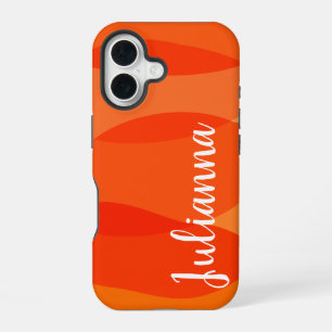 Coque iPhone 16 Nom personnalisé Vibrant Rouge brillant Orange