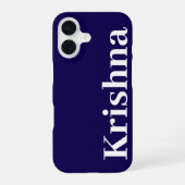 Coque iPhone 16 Nom simple Monogramme minimal moderne Bleu foncé (Verso)