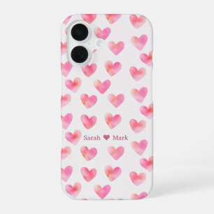 Coque iPhone 16 Noms personnalisés Design Amour Rose Romantique -