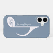 Coque iPhone 16 Note musicale personnalisée Dusty Blue (Verso Horizontal)