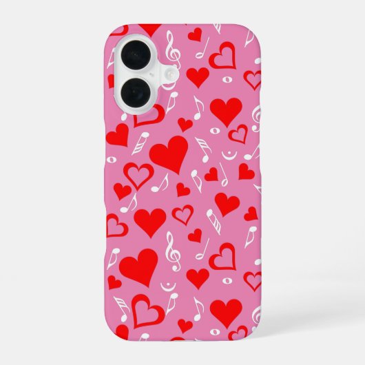 Coque iPhone 16 Notes de coeur et de musique (Verso)