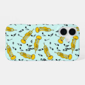 Coque iPhone 16 Notes de musique de trompette (Verso Horizontal)