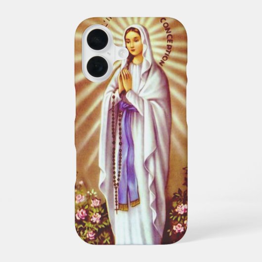 Coque iPhone 16 Notre-Dame de Lourdes Apparition Art Miraculeux (Verso)