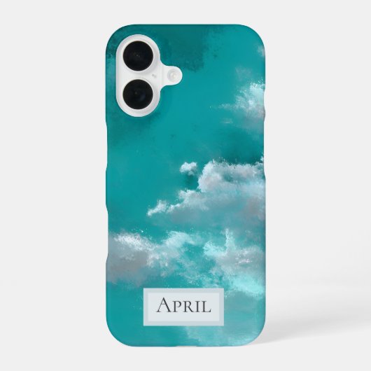 Coque iPhone 16 Nuages Blancs sur Turquoise (Verso)