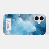 Coque iPhone 16 Nuages peints en bleu et blanc (Verso Horizontal)