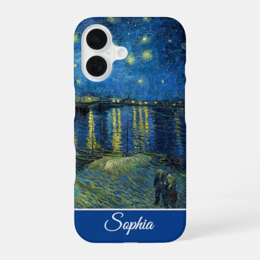 Coque iPhone 16 Nuit étoilée personnalisable sur le Rhône, Van Gog (Verso)