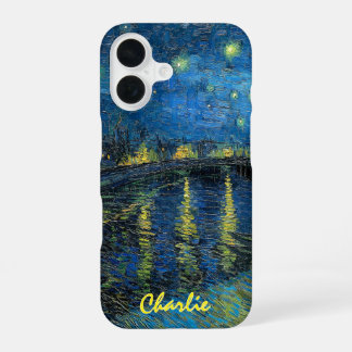 Coque iPhone 16 Nuit étoilée sur le Rhône – Van Gogh – Personnalis