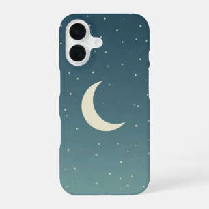 Coque iPhone 16 Nuit vintage avec croissant de lune