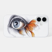 Coque iPhone 16 Œil avec queue de poisson Dessin surréaliste art (Verso Horizontal)