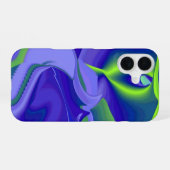 Coque iPhone 16 Oeil mal, 3D Abstrait en vert bleu violet (Verso Horizontal)