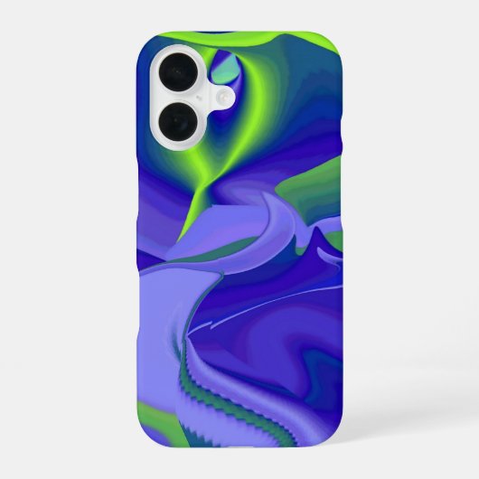 Coque iPhone 16 Oeil mal, 3D Abstrait en vert bleu violet (Verso)