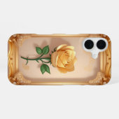Coque iPhone 16 Œuvre d'art Rose Dorée (Verso Horizontal)