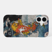 Coque iPhone 16 OEuvre japonaise Koi Fish Moonlit Leap (Verso Horizontal)