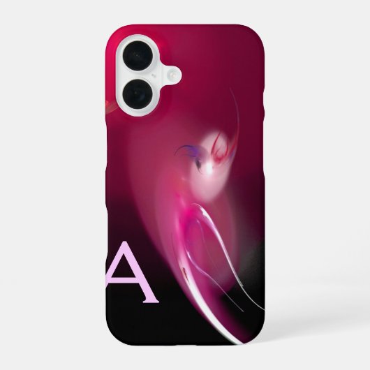 COQUE iPhone 16 OISEAU CLAIR / FUCHSIA ROSE NOIR MONOGRAMME ABSTRA (Verso)