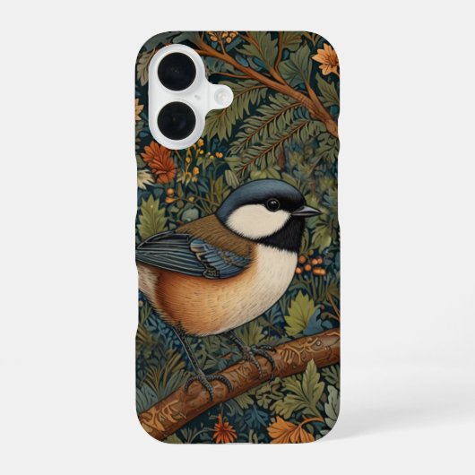 Coque iPhone 16 Oiseau élégant rétro de la forêt (Verso)