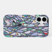 Coque iPhone 16 oiseaux dans le vitrail (Verso Horizontal)