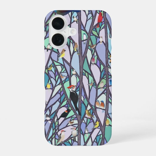 Coque iPhone 16 oiseaux dans le vitrail (Verso)