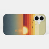 Coque iPhone 16 Oiseaux Rétro au-Dessus de l'Océan (Verso Horizontal)