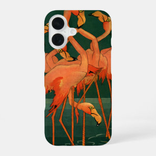 Coque iPhone 16 Oiseaux sauvages vintages, Flamants roses roses tr