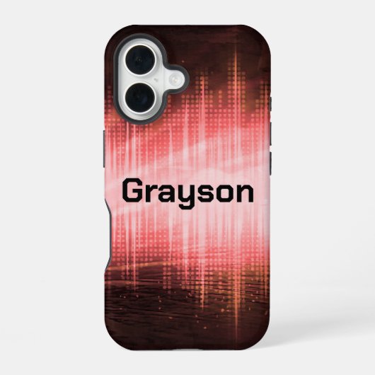 Coque iPhone 16 Ondes Audio Rouges (Verso)