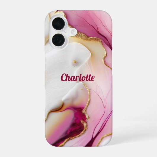 Coque iPhone 16 Or rose Fuchsia (Verso)