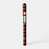 Coque iPhone 16 Orange and Black Plaid Checkered Pattern (Côté gauche)