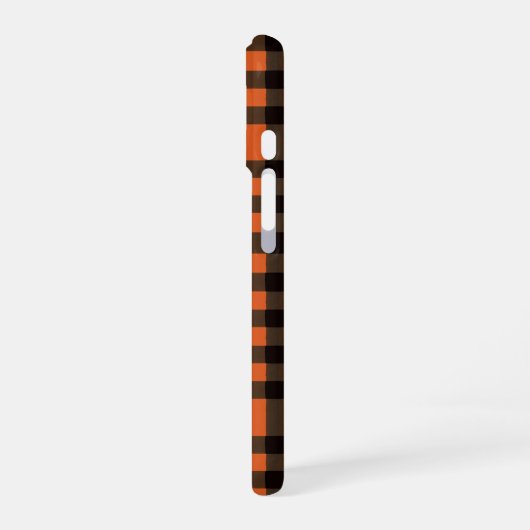 Coque iPhone 16 Orange and Black Plaid Checkered Pattern (Côté gauche)