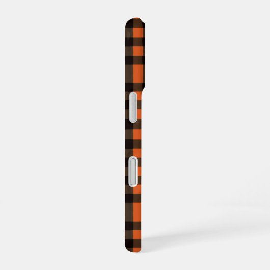 Coque iPhone 16 Orange and Black Plaid Checkered Pattern (Côté droit)