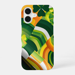 COQUE iPhone 16 ORANGE VERT JAUNE IRLANDE MOTIFS ABSTRAITS