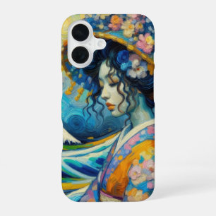 Coque iPhone 16 Oriental Maiko Geisha Kanagawa vagues Van Gogh mix