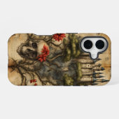 Coque iPhone 16 Page de journal de déchet de château avec crâne (Verso Horizontal)