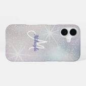 Coque iPhone 16 Paillettes argentées avec étoiles (Verso Horizontal)
