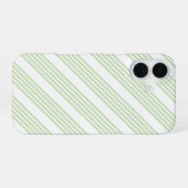 Coque iPhone 16 Pale vert et blanc cinq bandes motif (Verso Horizontal)