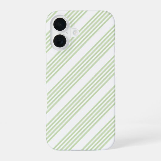 Coque iPhone 16 Pale vert et blanc cinq bandes motif (Verso)