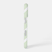 Coque iPhone 16 Pale vert et blanc cinq bandes motif (Côté droit)