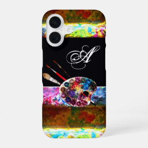 COQUE iPhone 16 PALETTE DE COULEURS D'ARTISTE ET PINCEAUX MONOGRAM